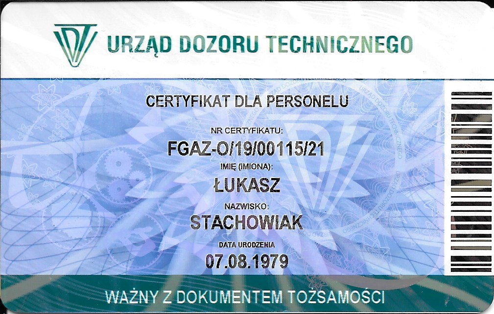 Certyfikat dla personelu str.1